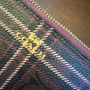 Coach Tartan Fabric with Purple and Gold Details